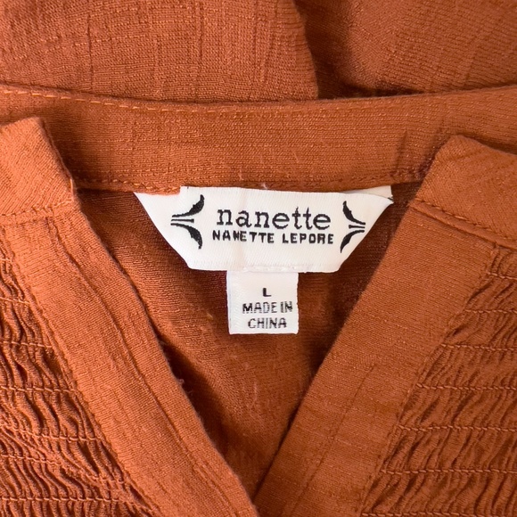 Burnt Orange Boho Chic Peasant Blouse - Size Large - Smock Top in Rust - Picture 4 of 7